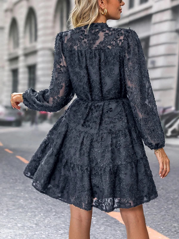 Autumn Winter Fashion - Elegant V-neck Chiffon Dress