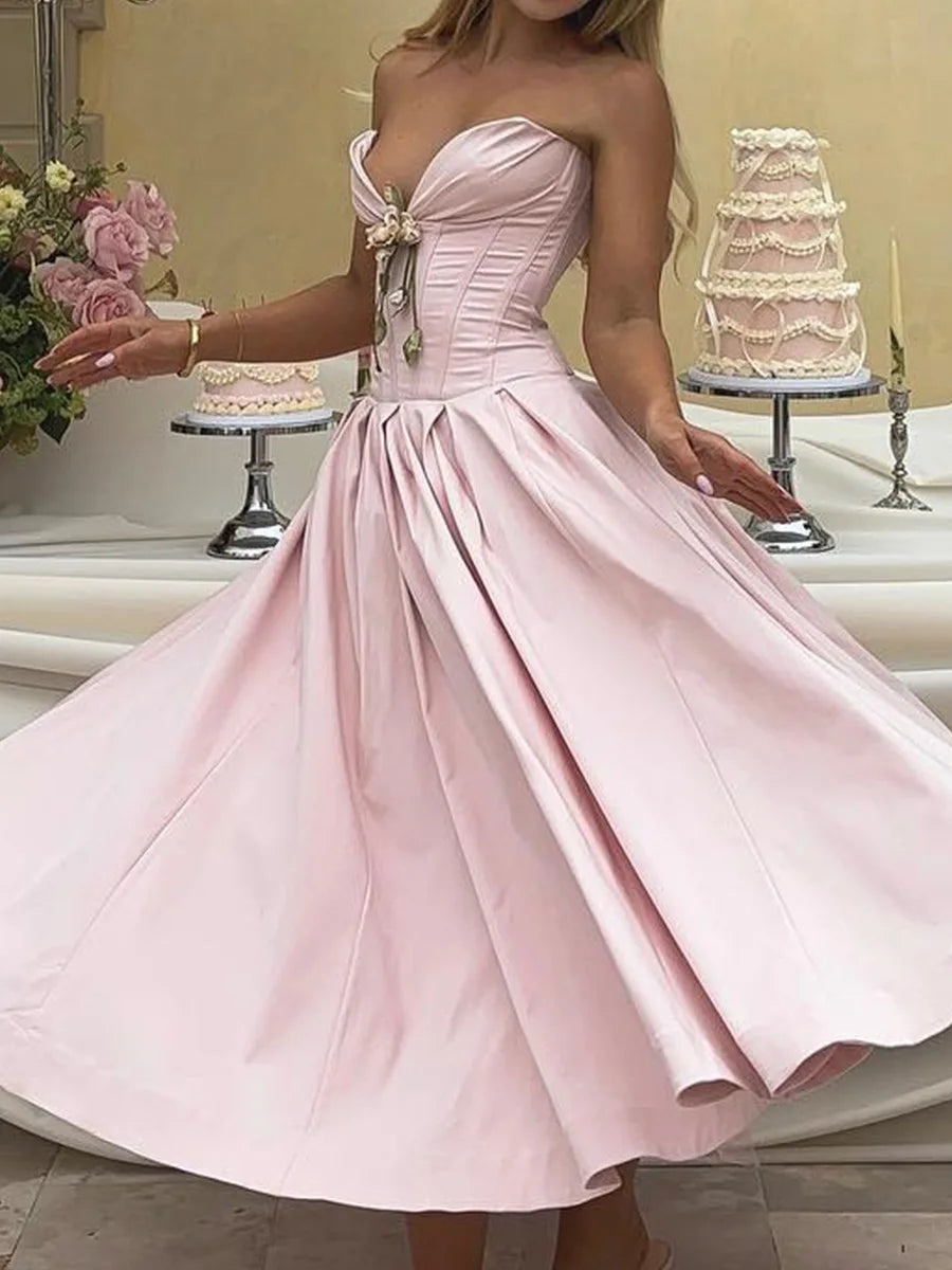 Women's Strapless Bodycon Elegant Formal Party Dress