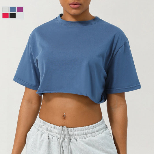 Women's Short Sleeve Yoga  Summer Gym Crop Top Breathable Quick Dry Running Blouse Workout Top