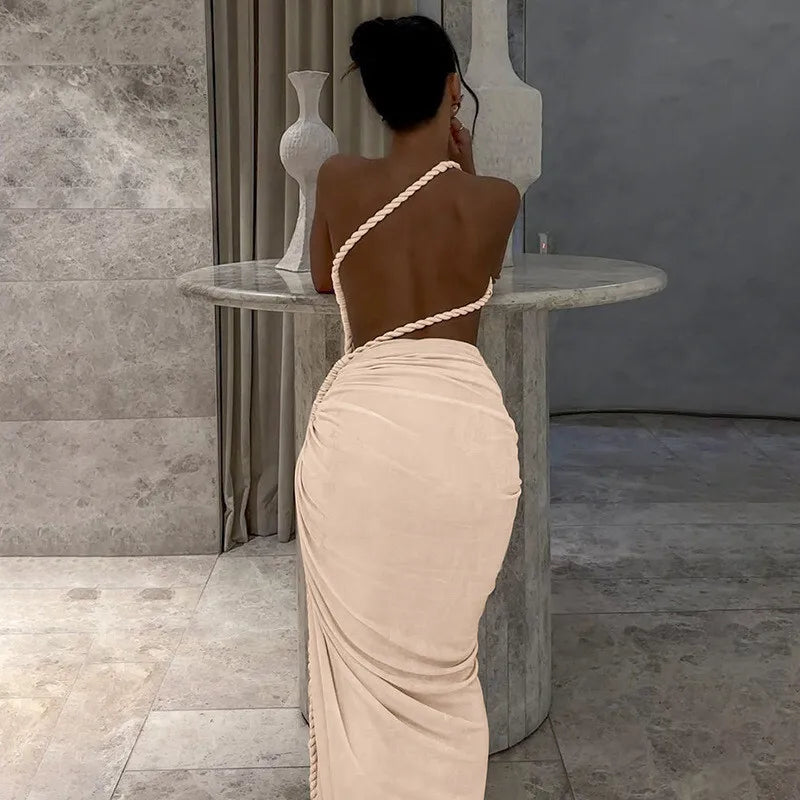 Women's Off-shoulder Thigh High Split Maxi Strapless Sleeveless Ruched Bodycon Party Dress