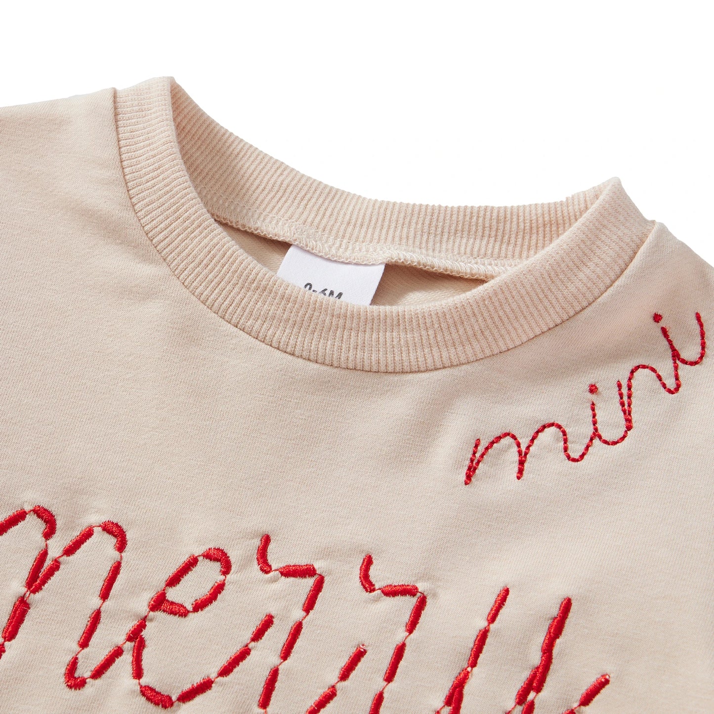 Mommy and Me Matching Christmas Sweatshirt - Letter Embroidery Long Sleeve