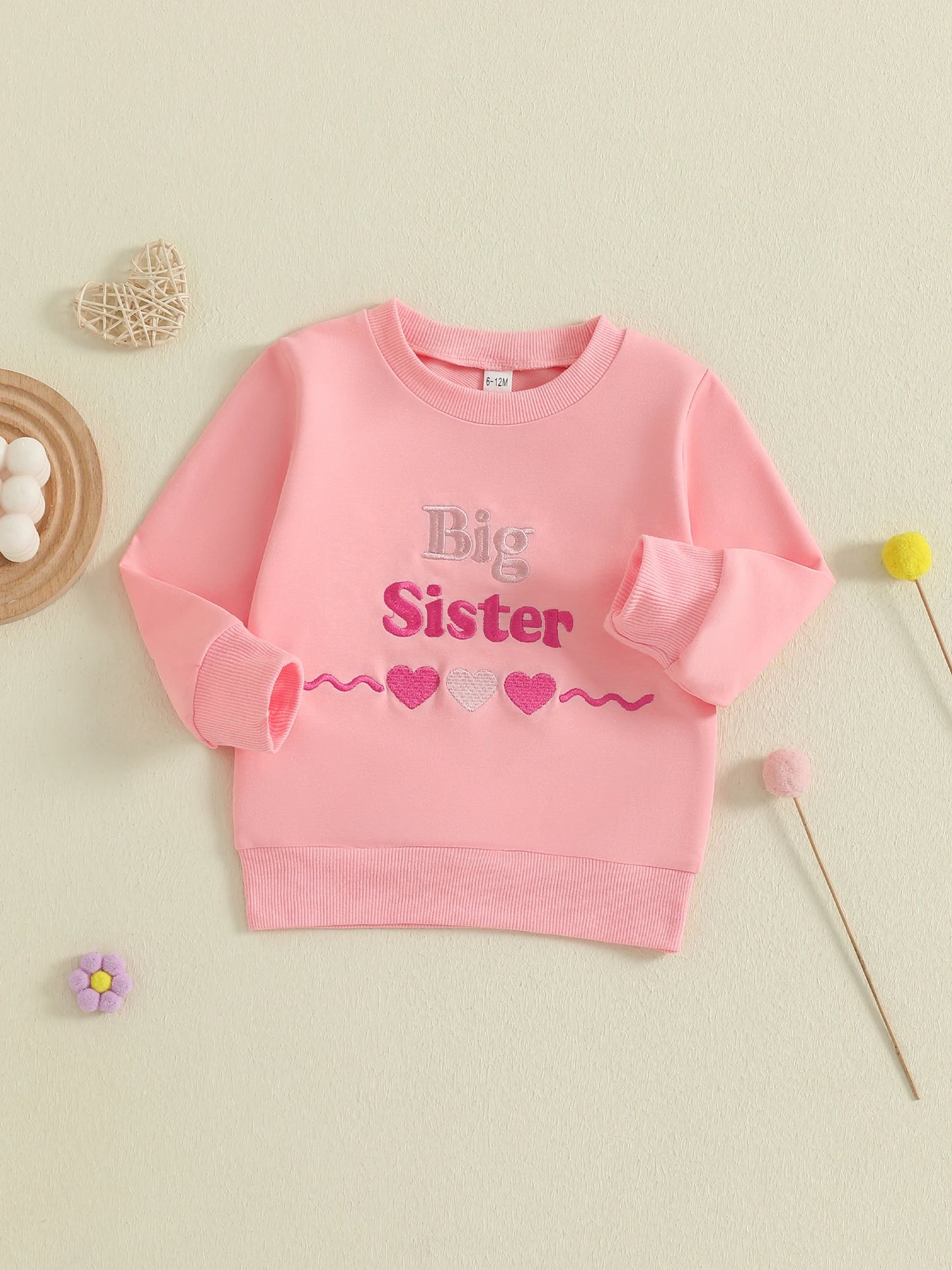 Baby Romper Sweatshirt - Letters Heart Embroidery Pullover