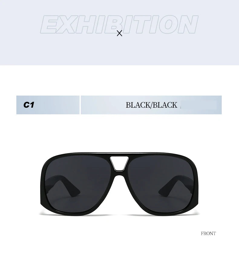 Unisex 1/3pcs Oversized  Double Bridges Sunglasses UV400