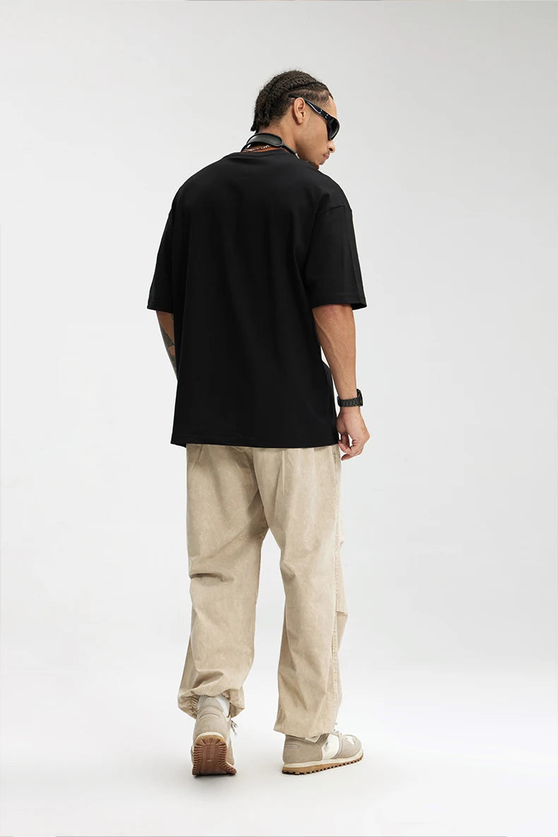 Men's College Printed Suede Beaded American Style Loose Short Sleeve T-Shirt
