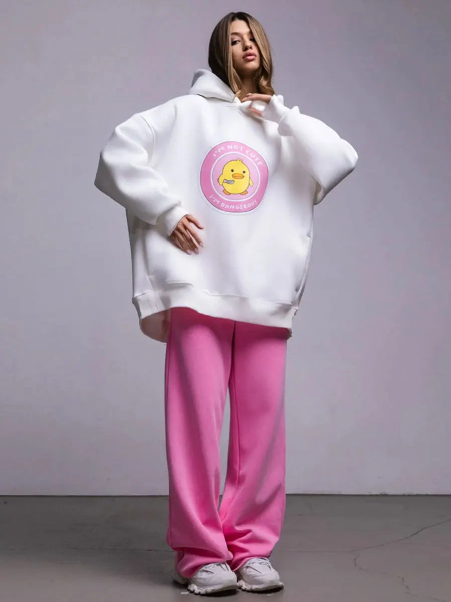 Women's Warm Loose Sports Chic Print Oversized Hoodie