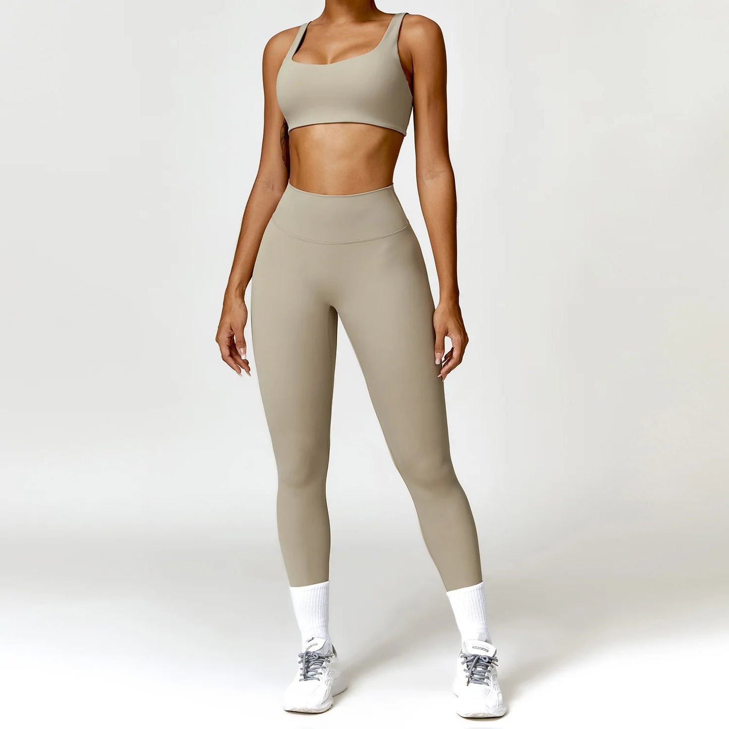 Women's 2 Pcs Yoga  Workout Sportswear Tracksuit Running Fitness Leggings Gym Set