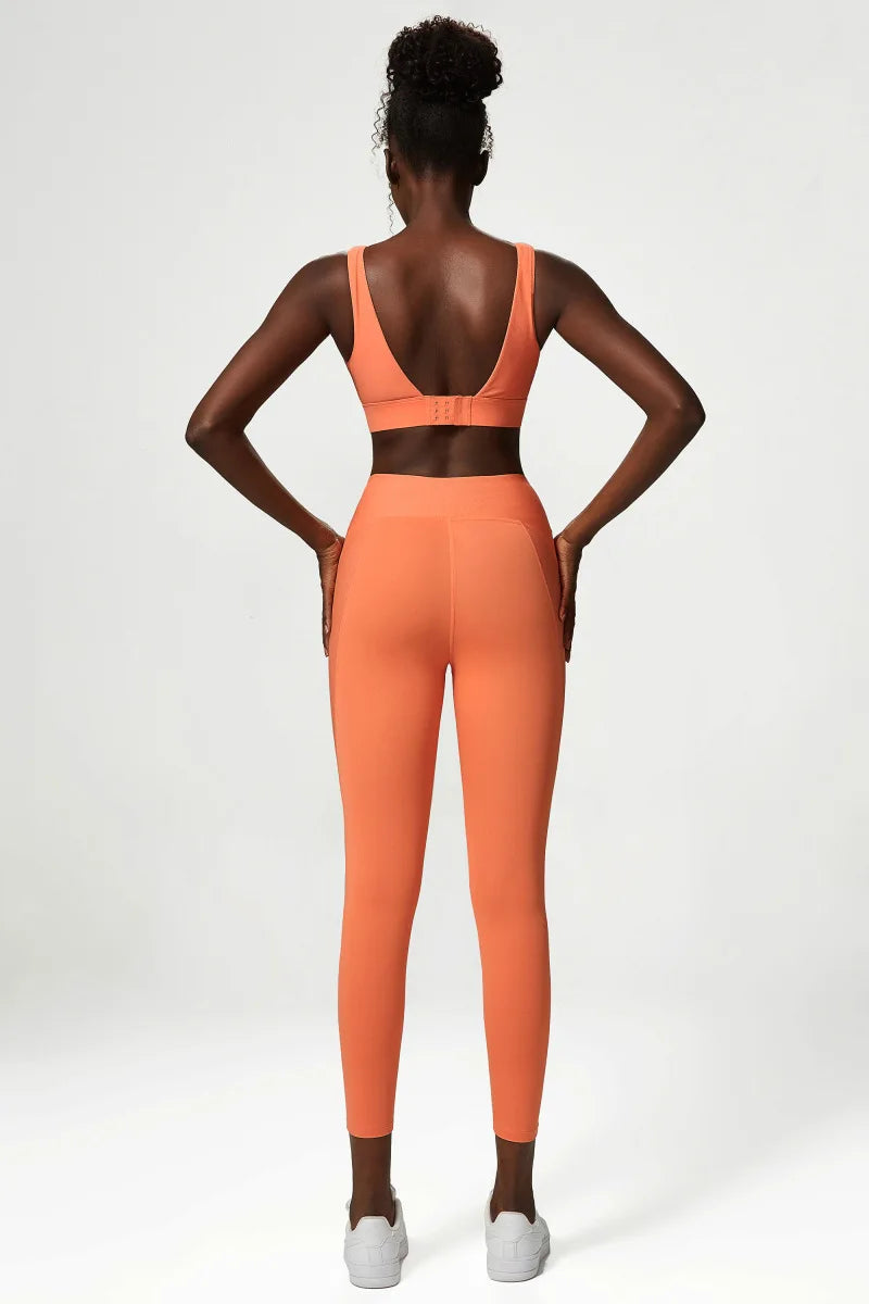 Women's 2 Pieces Fitness Yoga Set - Stretchy Sports Gym Sports Bra and High Waist Workout Leggings
