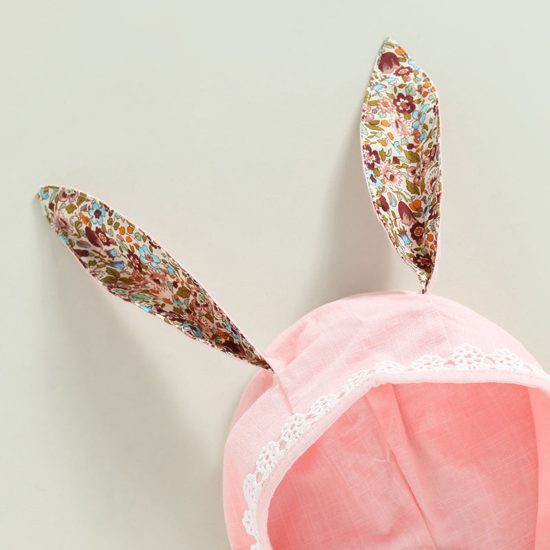 Easter Days Baby Girls Boys Romper 2pcs Cartoon Rabbit Floral Printed Sleeveless Bunny Ear Jumpsuit