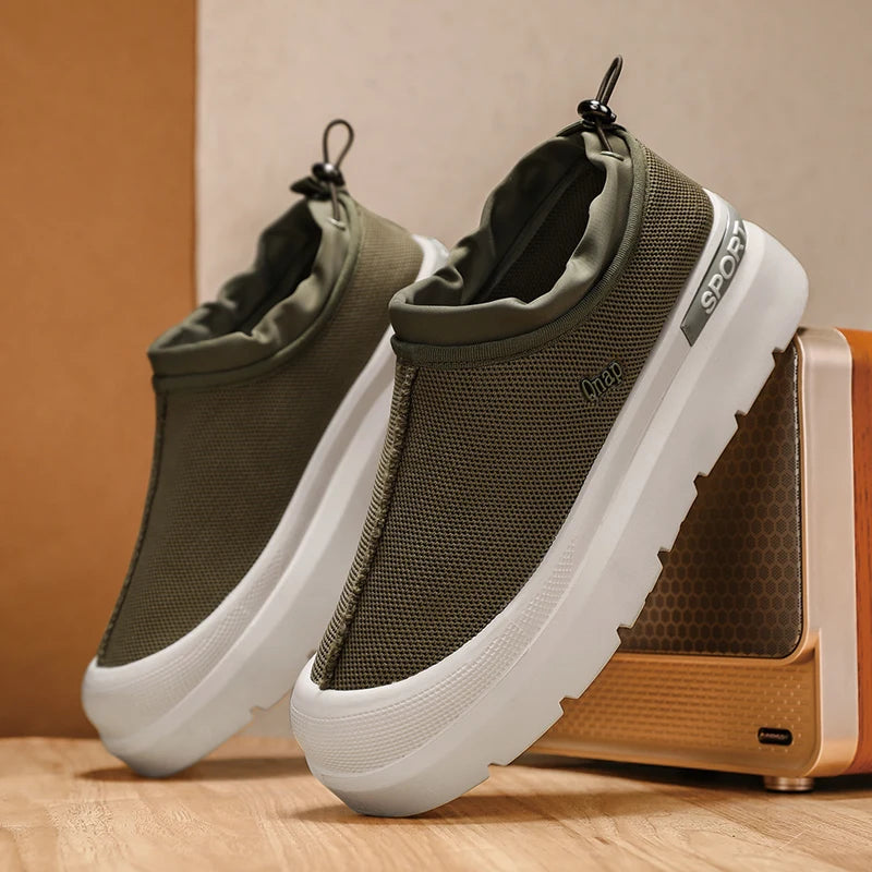 Men's Platform Vulcanized Slip-On Sneakers - Comfortable Running Tennis Shoes
