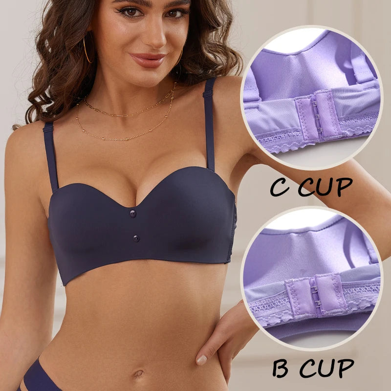 Women's Seamless Bra Wireless Adjustable Push Up Brassiere Comfort Soft Underwear Lingerie