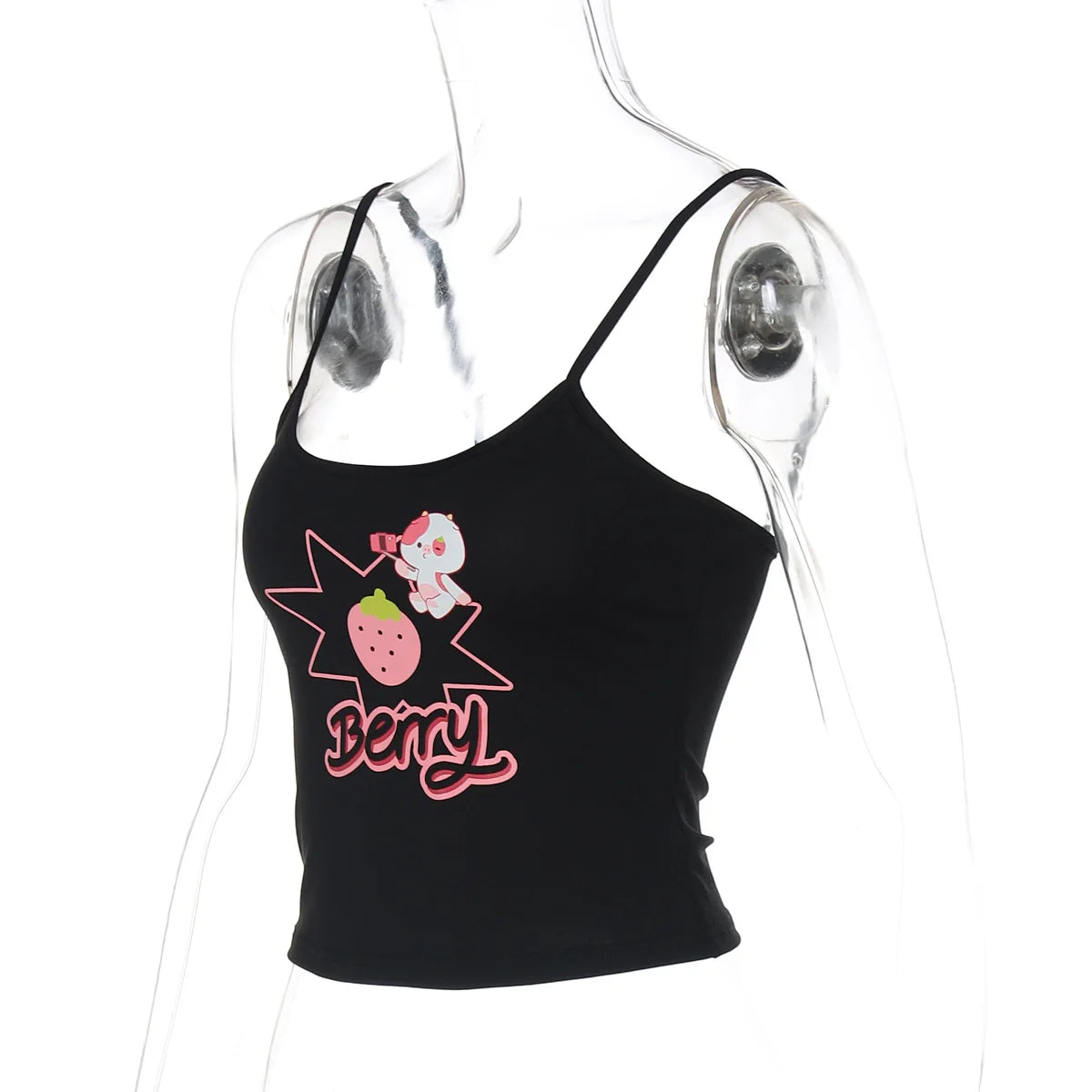 Women's Y2K Letter Print Summer Camisole Top Slim Fit Backless Basic Cropped Tank Top