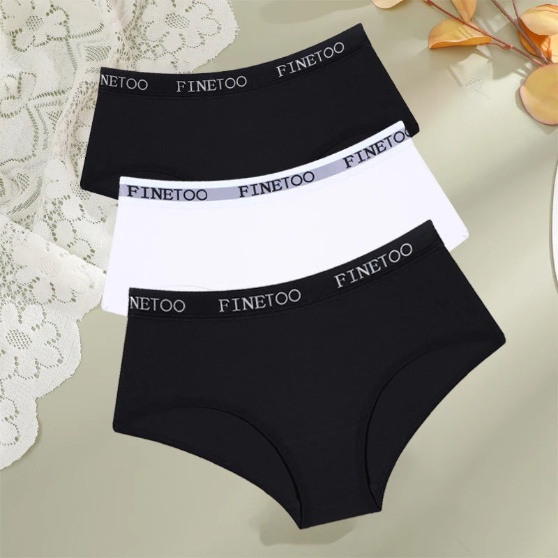Women's 3Pcs Cotton Breathable Underwear Letter Belt Low Waist Briefs Stretch Comfortable Lingerie