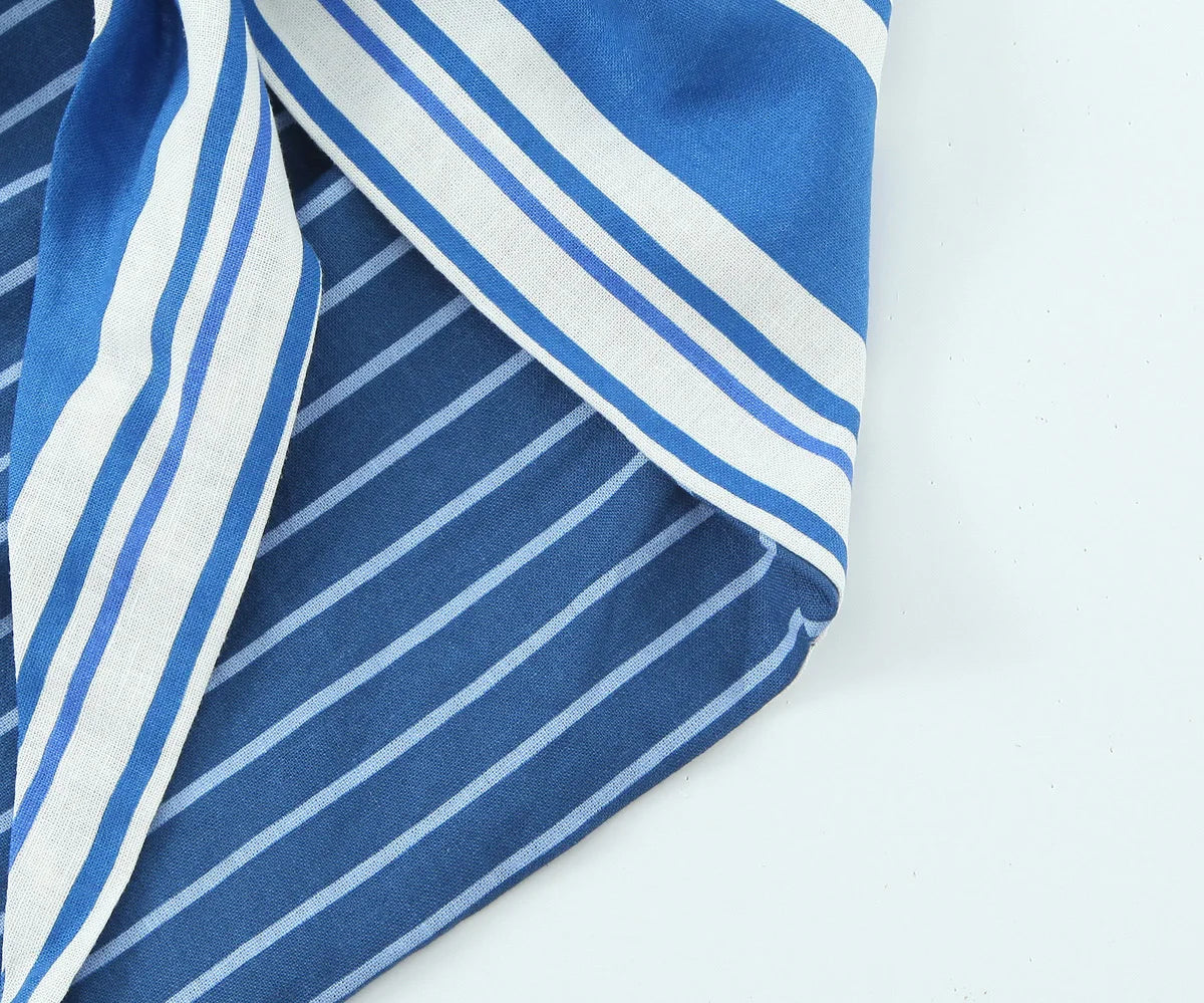 Women's Linen Striped Strapless Top - Slim Fit Summer Bandeau