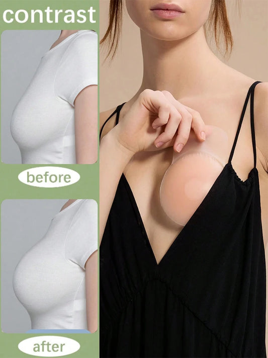 Women's Reusable Invisible Push Up Bra Nippe Cover Seamless Self-Adhesive Lift Up Stickers Bra Strapless Lingerie