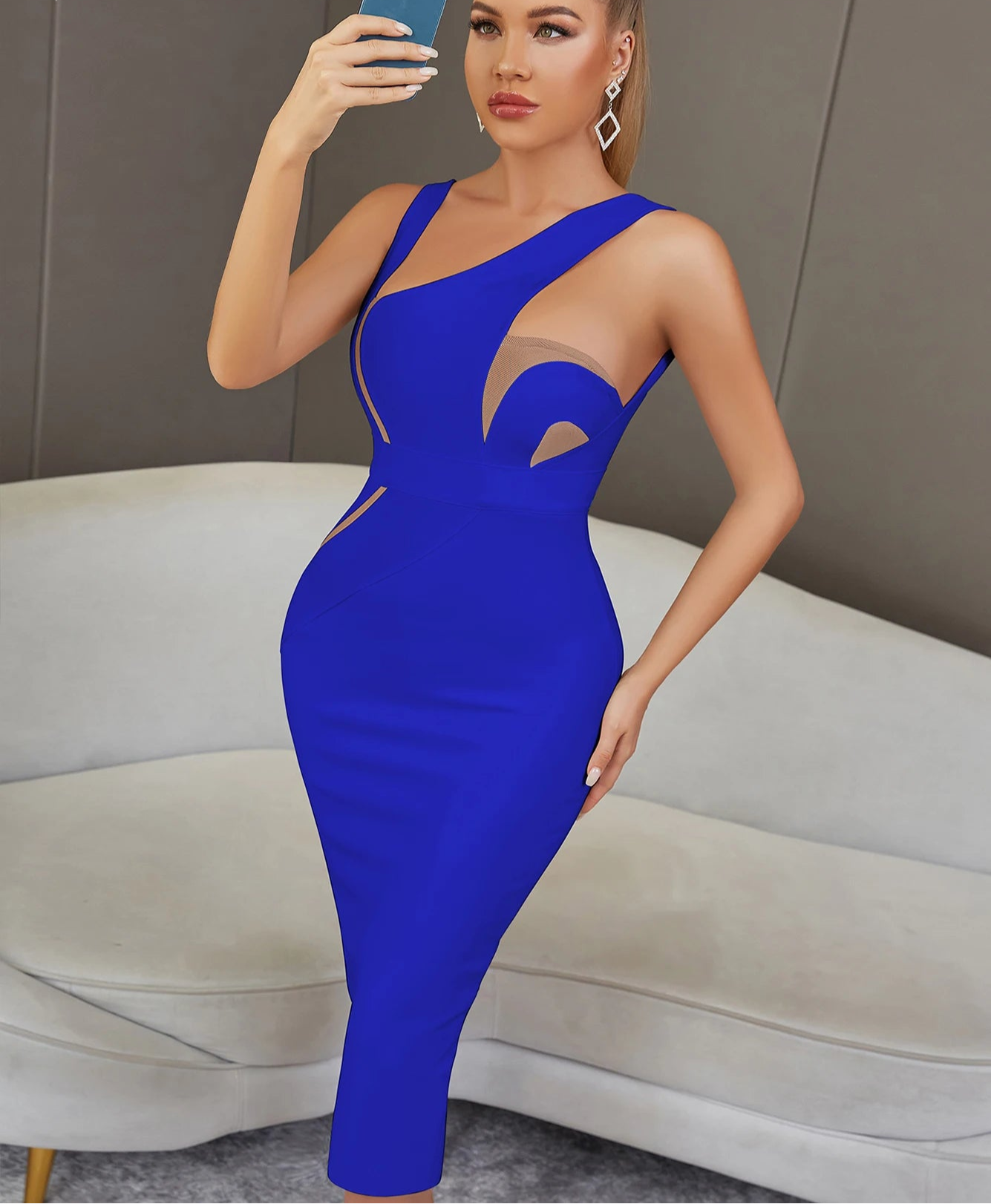 Backless Bandage Midi Dress - Sleeveless Bodycon Party Dress