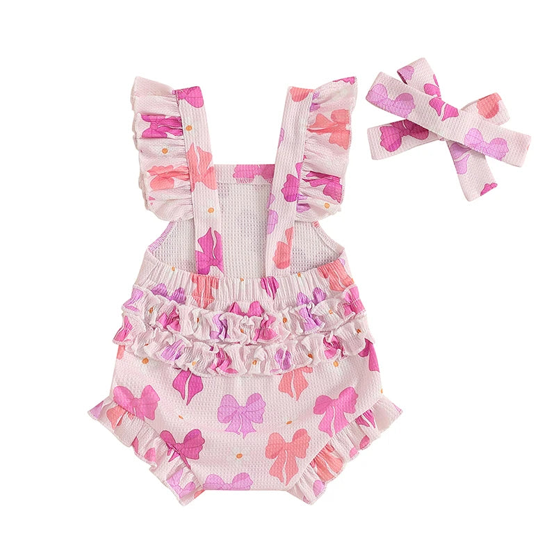 Lovely Baby Girls Romper Set with Headband (0-18M)