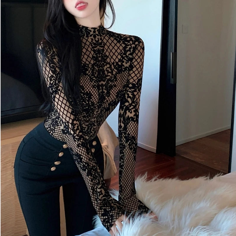 Women's Summer Chic Flocking Slim Backless Bodycon Bodysuit