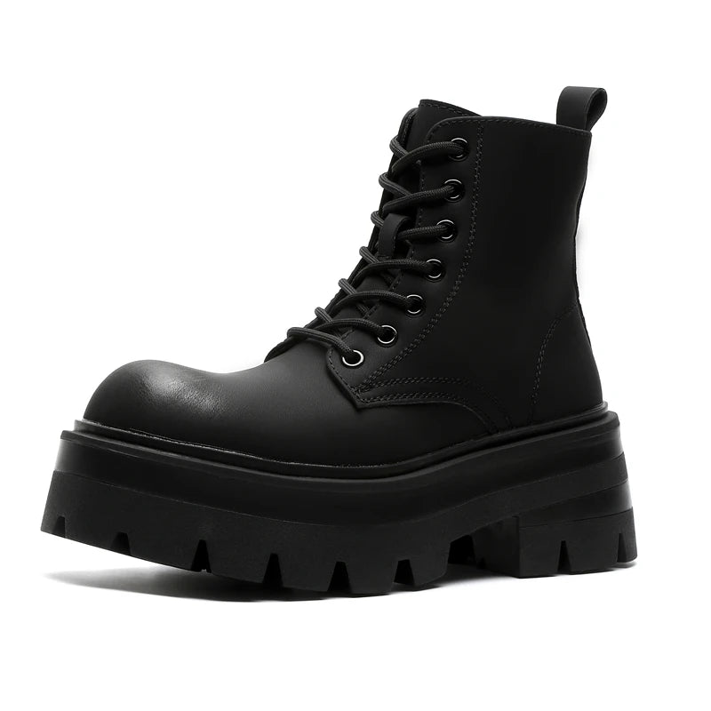 Men’s Platform Lace Up Plush Chunky High Top Ankle Boots