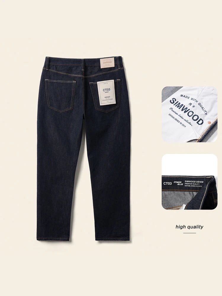 Men's Comfortable Tapered Jeans - Colourfast Washed Denim