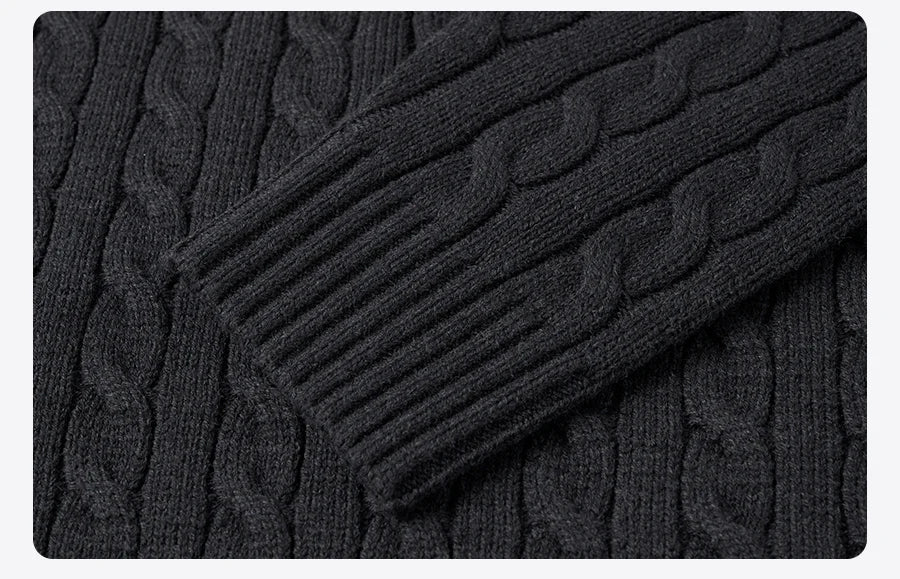 Men's Autumn Winter Oversized Cable Knit Long Sleeve Knitted Casual Vintage Pullover Sweater