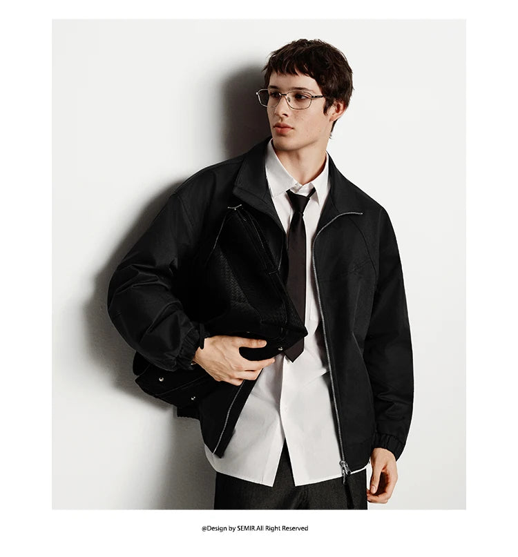 Loose Fit Stand Collar Minimalist Fashion Casual Jacket