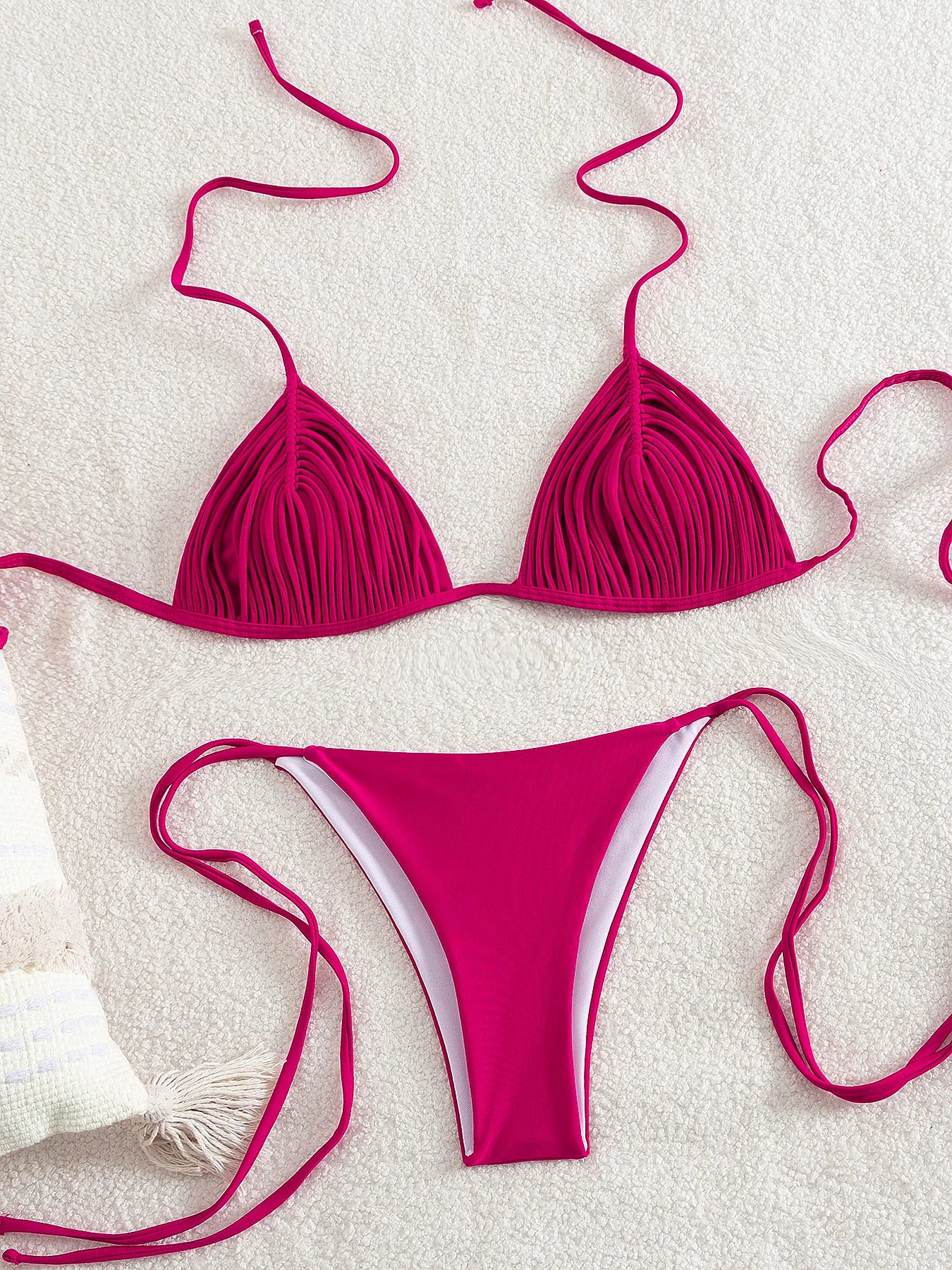 Braided V-Neck Halter Bikini Set - Summer Beachwear