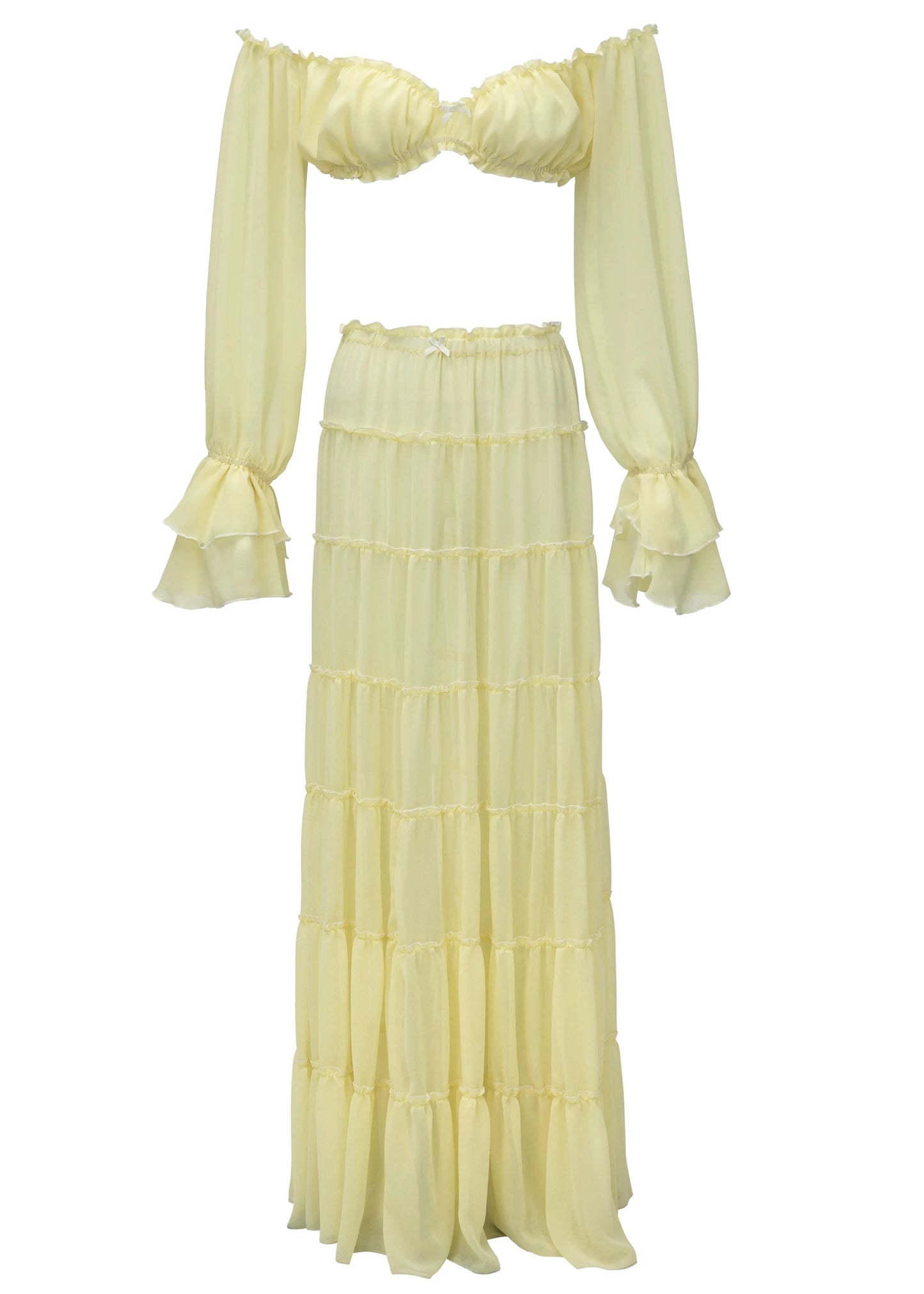 Women's Ruffle Beach Cover Up Dress - Long Sleeve High Waist Bandage Beachwear