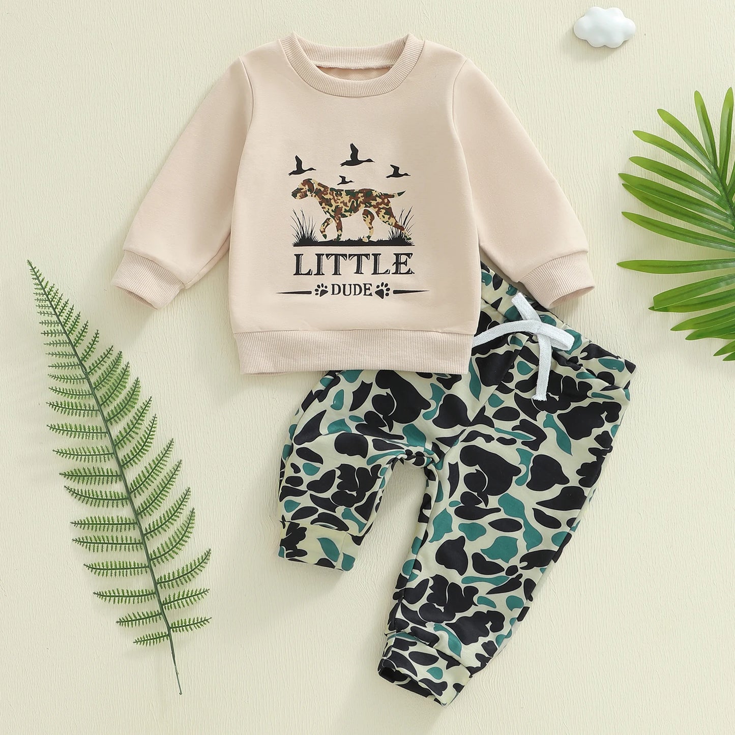 Baby Boys Animal Print Sweatshirt & Camouflage Pants Set (0-4Y)