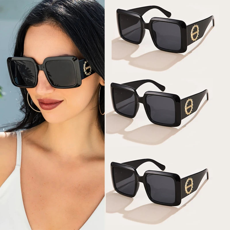 Women's 1/3 Sets Square Frame Wide Sunglasses