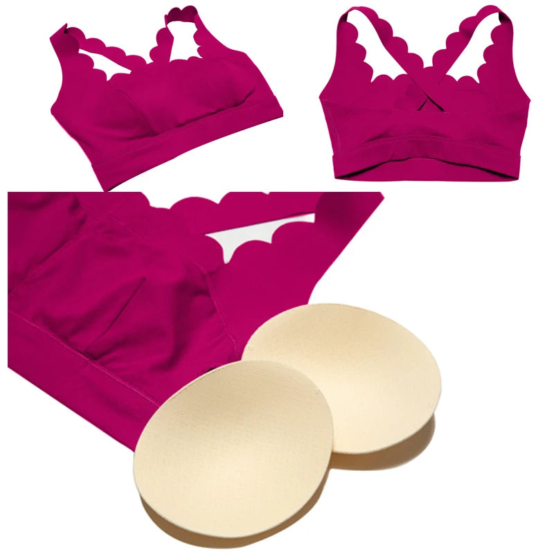 Women's Buttery Soft Fitness Yoga Bra Square Neckline Gym Crop Back Sports Vest