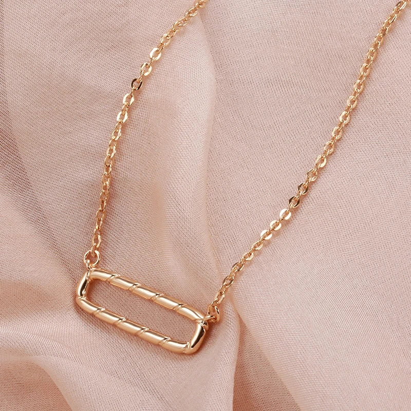 Glossy Geometry Pendant Necklace For Women Fashion 585 Rose Gold Colour
