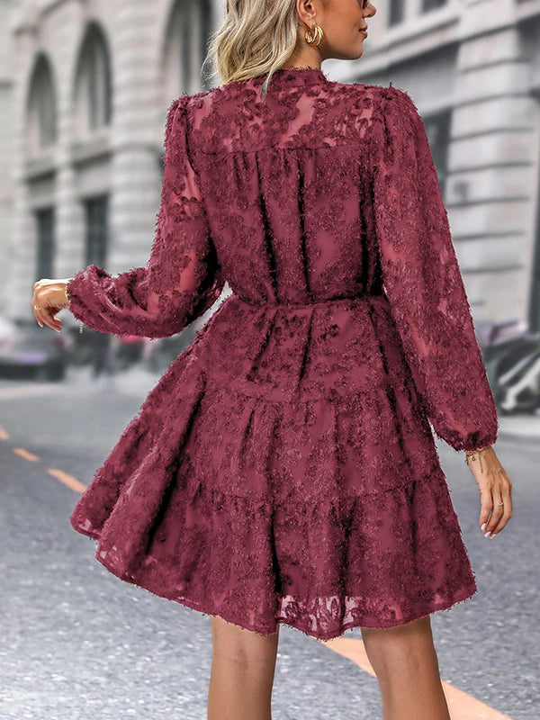 Autumn Winter Fashion - Elegant V-neck Chiffon Dress