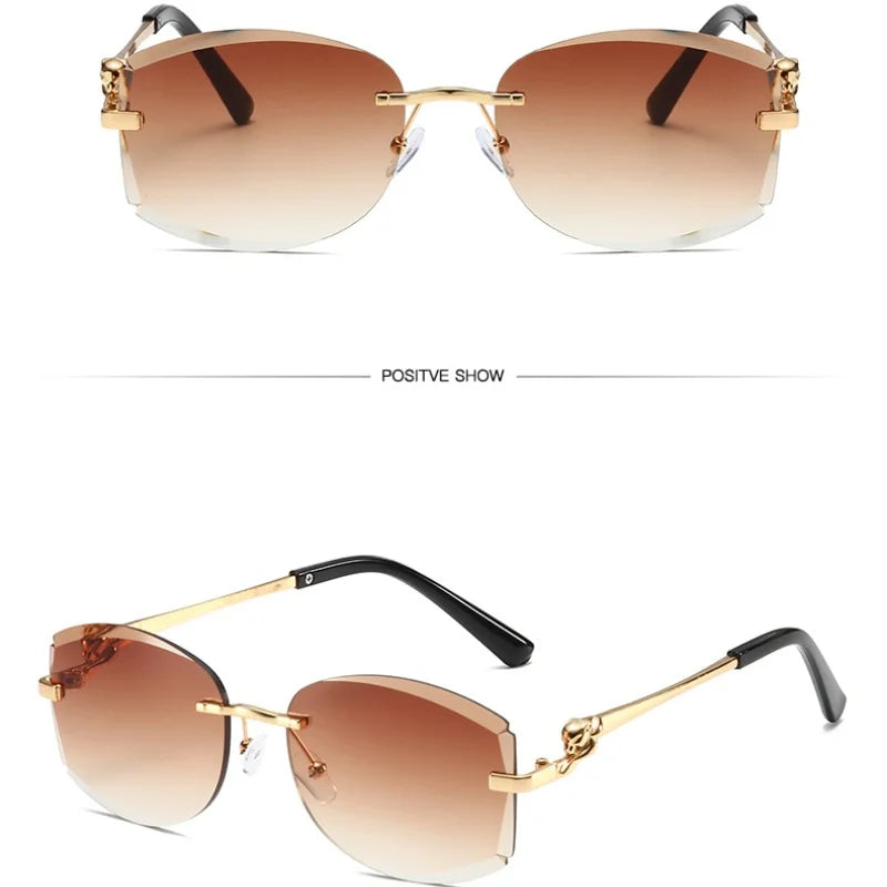 Women's Gradient Frameless Sunglasses - Cut Edge Metal Design