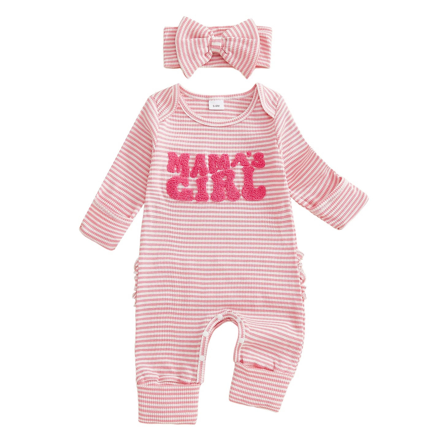 Baby 2-Piece Romper Outfit Set - Letter Embroidery Jumpsuit & Headband