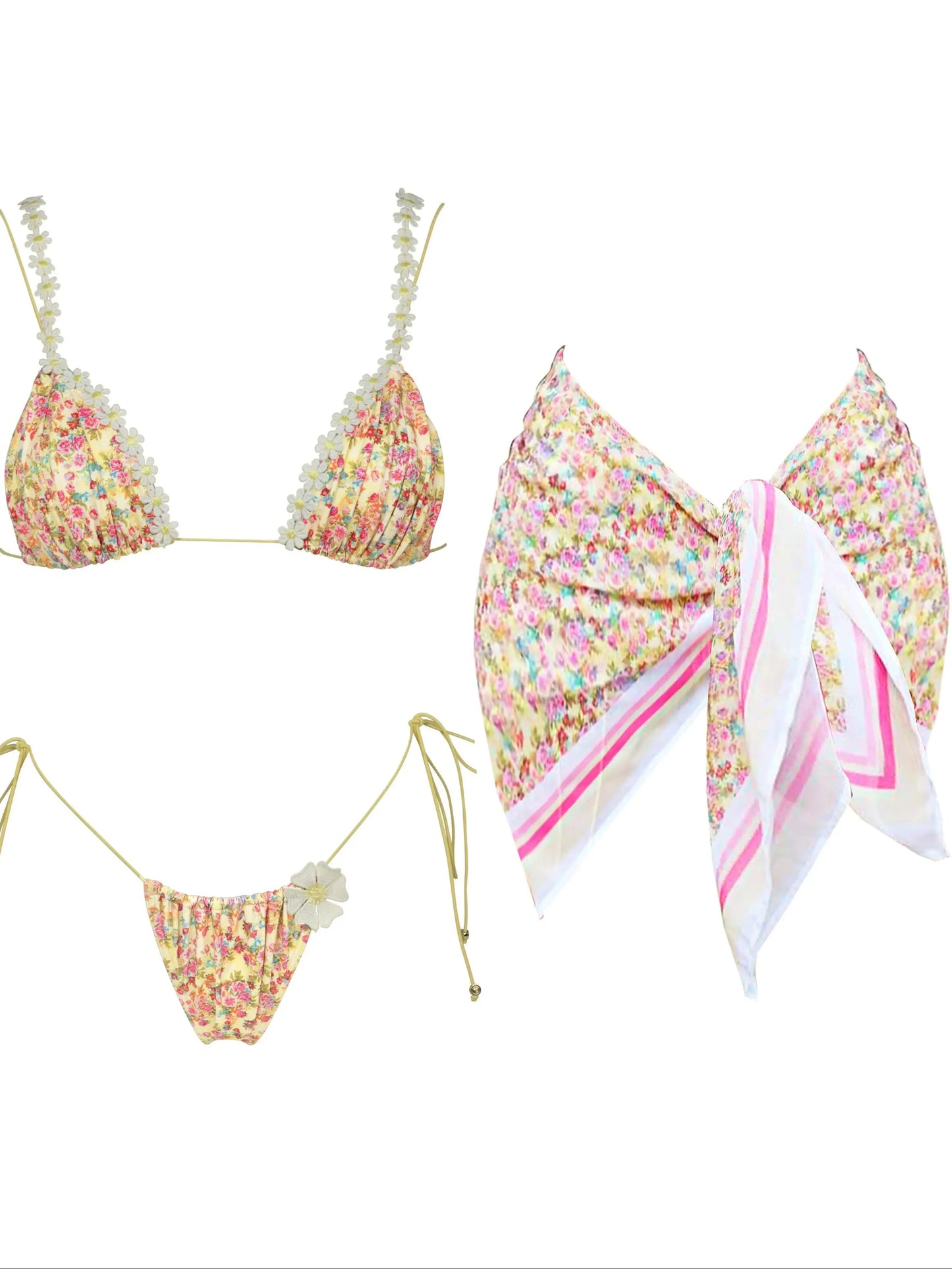 Women's Two-Piece Beach Set - High Waist A-Line Skirt & Bandage Top