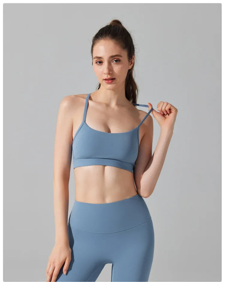 Women's Fitness Yoga Bra Buttery Soft Gym Crop Top Back Breathable Workout Top Sports Vest