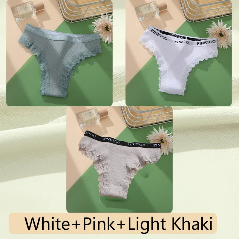 Women's Cotton Lace Low Waist Underwear Thongs G-String Lingerie