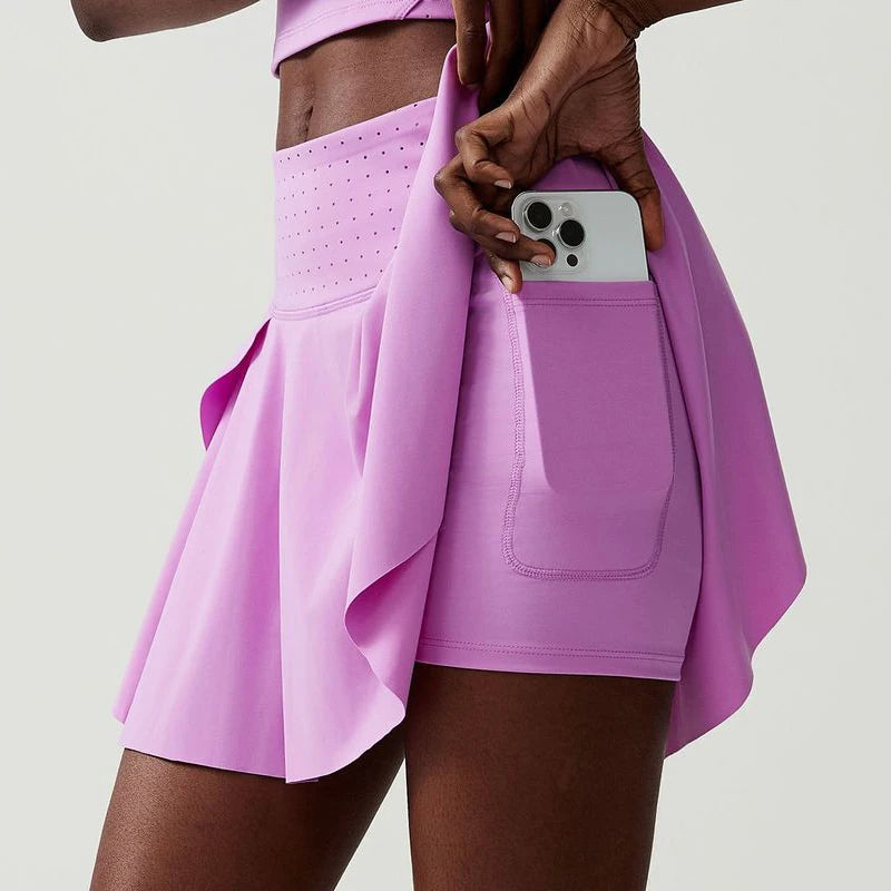 Women's High Waist Tennis Skirt - 2-in-1 Quick Dry Athletic Skort
