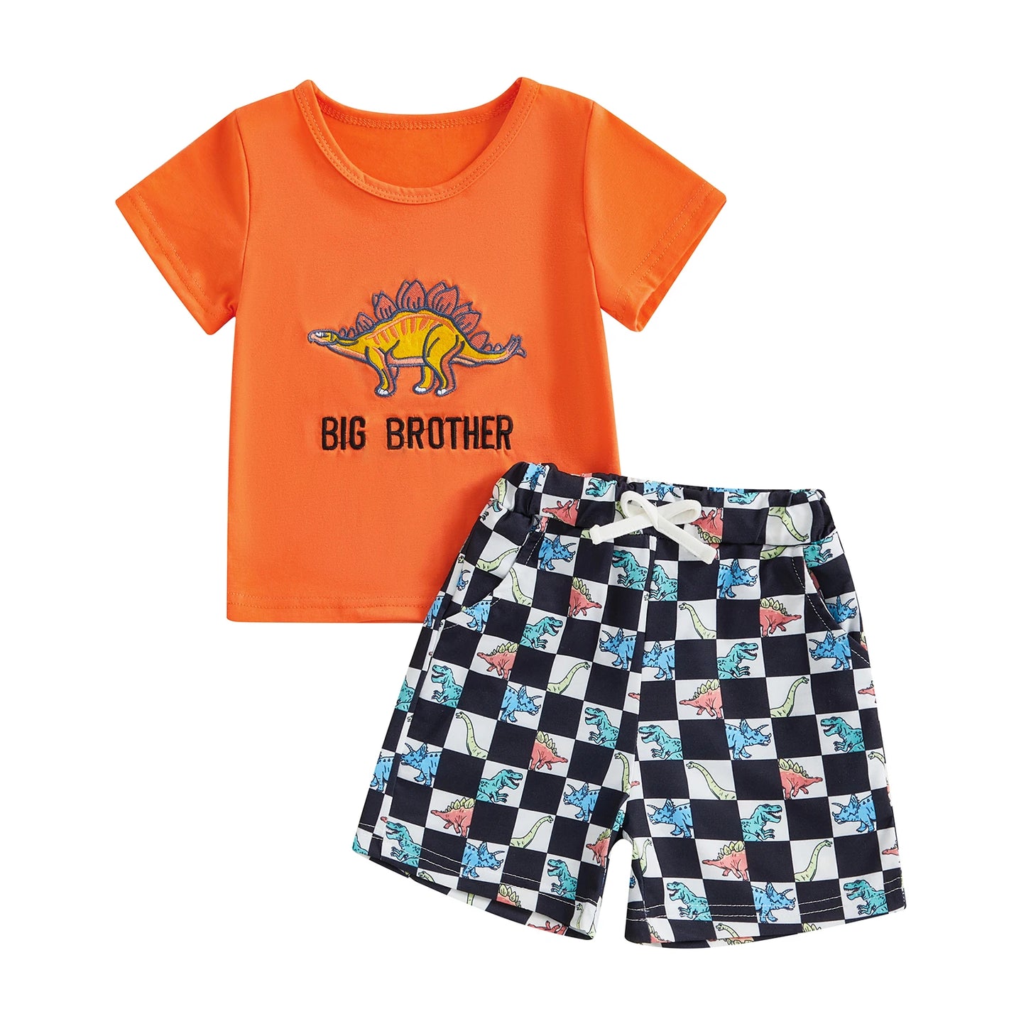 0-4Y Spring Summer Baby Boys Clothes Sets Letter/Dinosaur/Duck Embroidery Short Sleeve T-shirts Elastic Waist Shorts