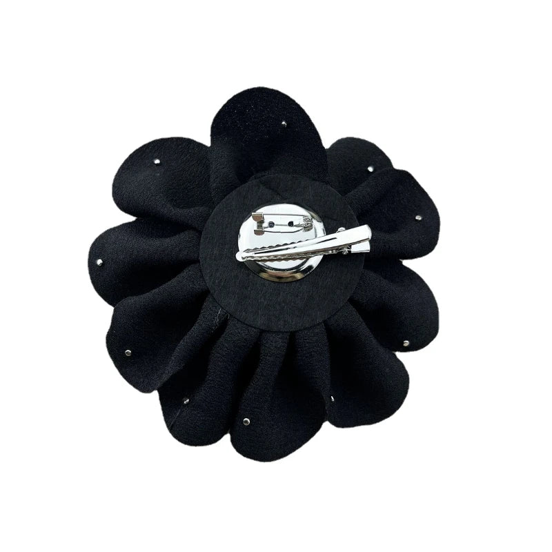 Handmade Fabric Flower Brooch - 13cm Pearl Wedding Corsage Pin