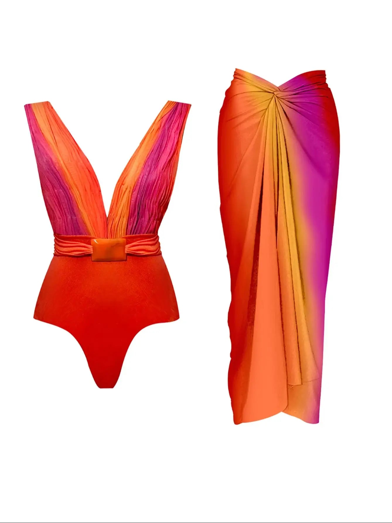 Women's Two Piece Set Skirt Set V Neck Cut Out Sleeveless Slimming Bustier Skirt Beach Skirt