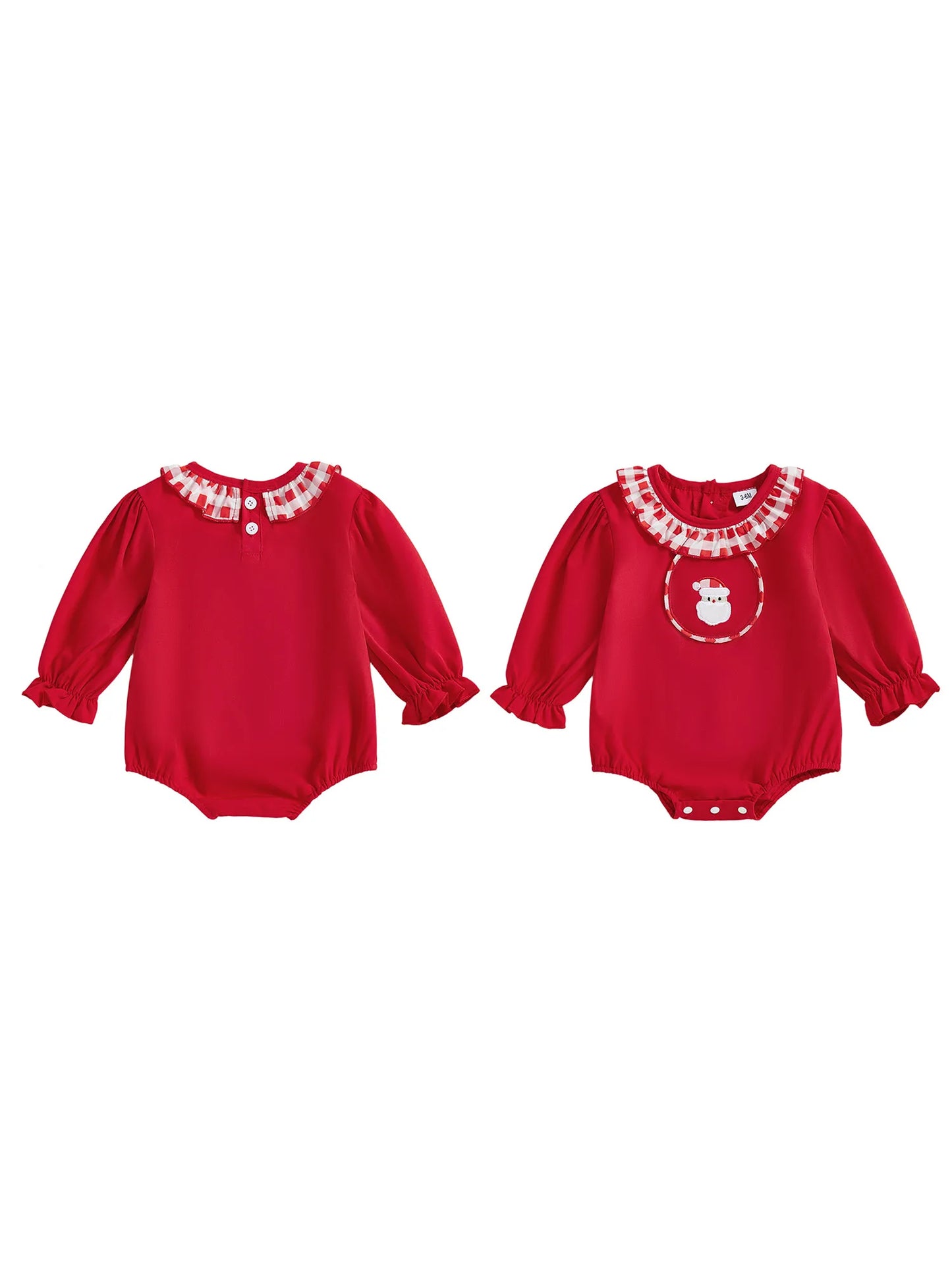 Baby Girls Christmas Santa Claus Embroidered Romper (0-18M)