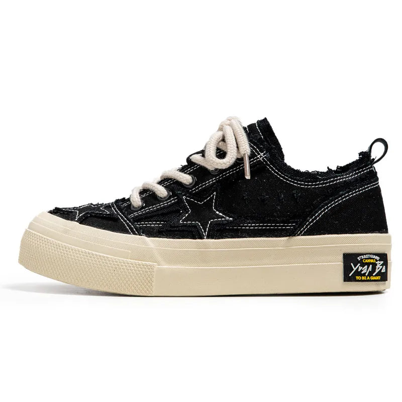 Men's Casual Denim Sneakers - Stars Platform Skateboard Shoes
