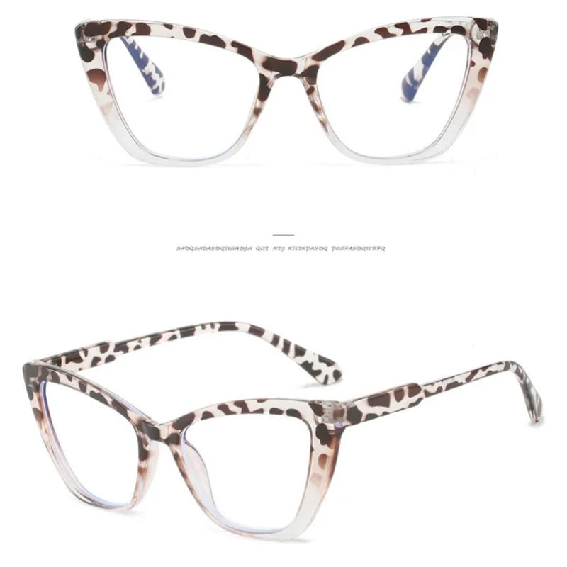 Women's Cat Eye Anti-Blue Light Glasses - Retro Flat Lens Prescription Compatible