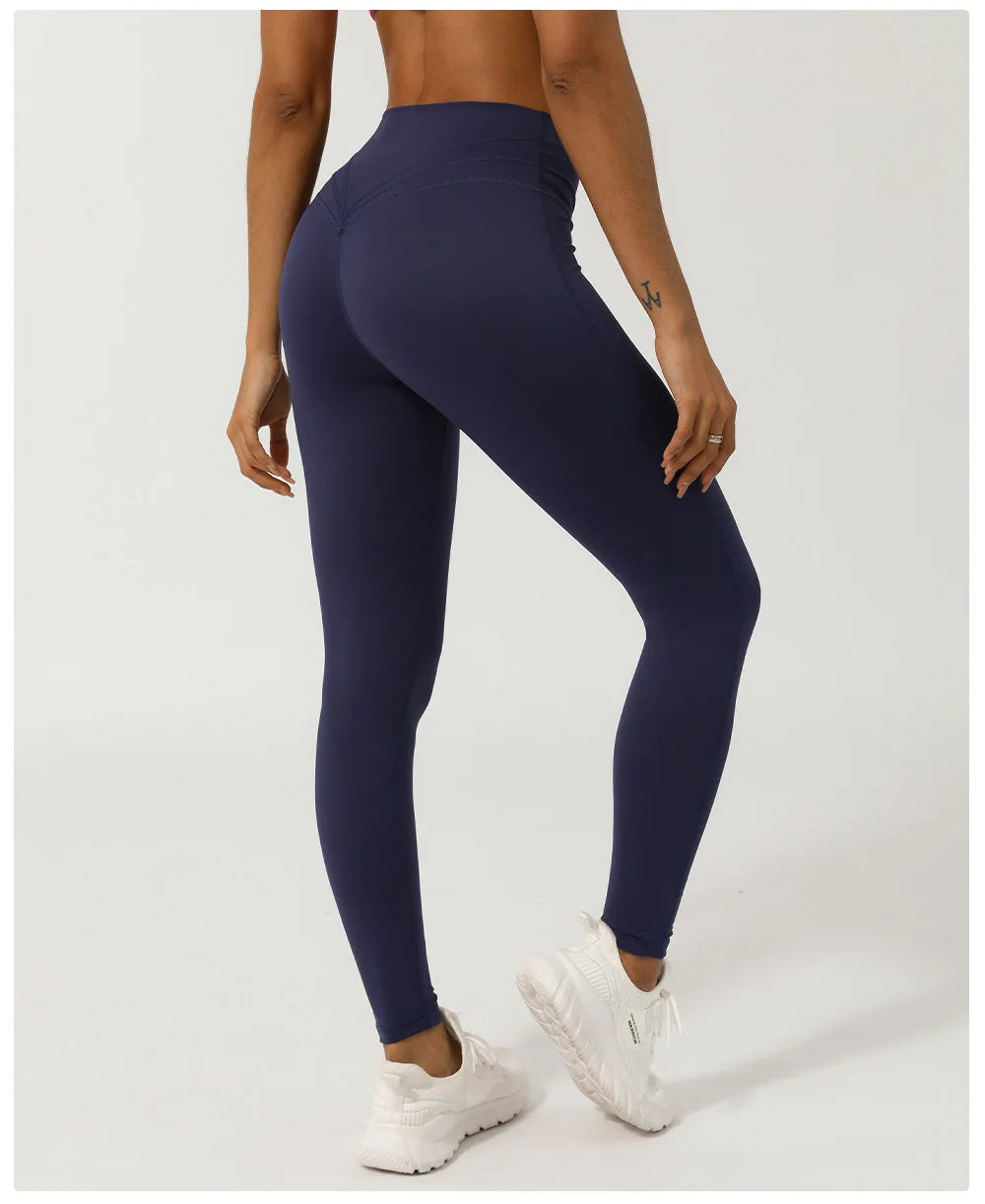 Women's Sports Leggings Buttery Soft V-Shaped High Waist Yoga Pants Breathable Quick Dry Running Tights Workout Sportswear