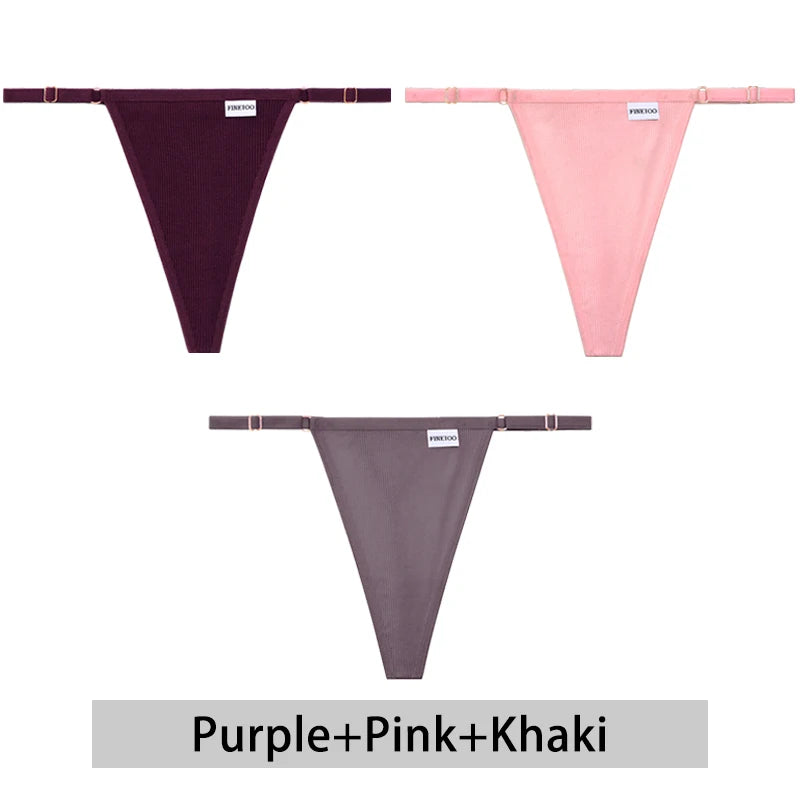 Women's Cotton Thong Set - 3 Pack Low-Rise Bikini Panties