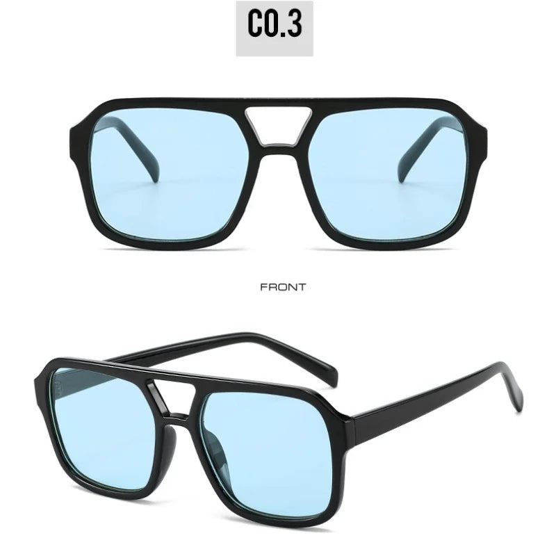 Women's Retro Square Sunglasses - Large Frame UV400 Protection Eyewear
