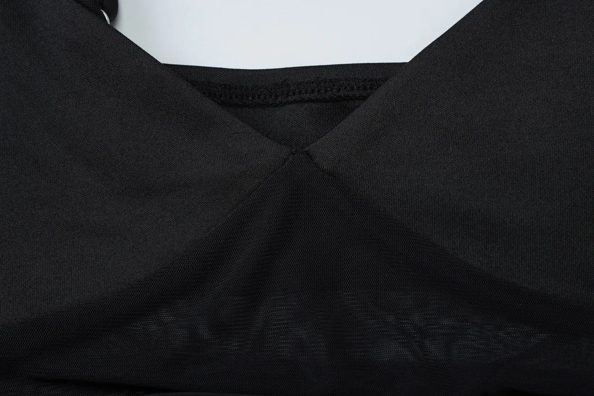 Women's  Mesh Sheer Slip Maxi Sleeveless Cut Out V Neck Split Dress