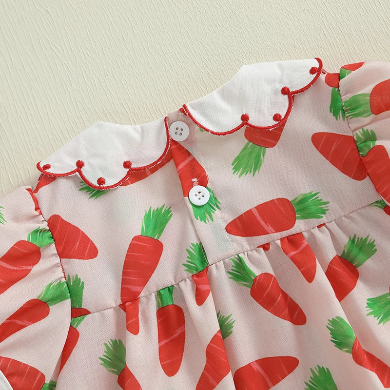 Baby Girls' Easter Carrot Print Romper - Summer Bodysuit