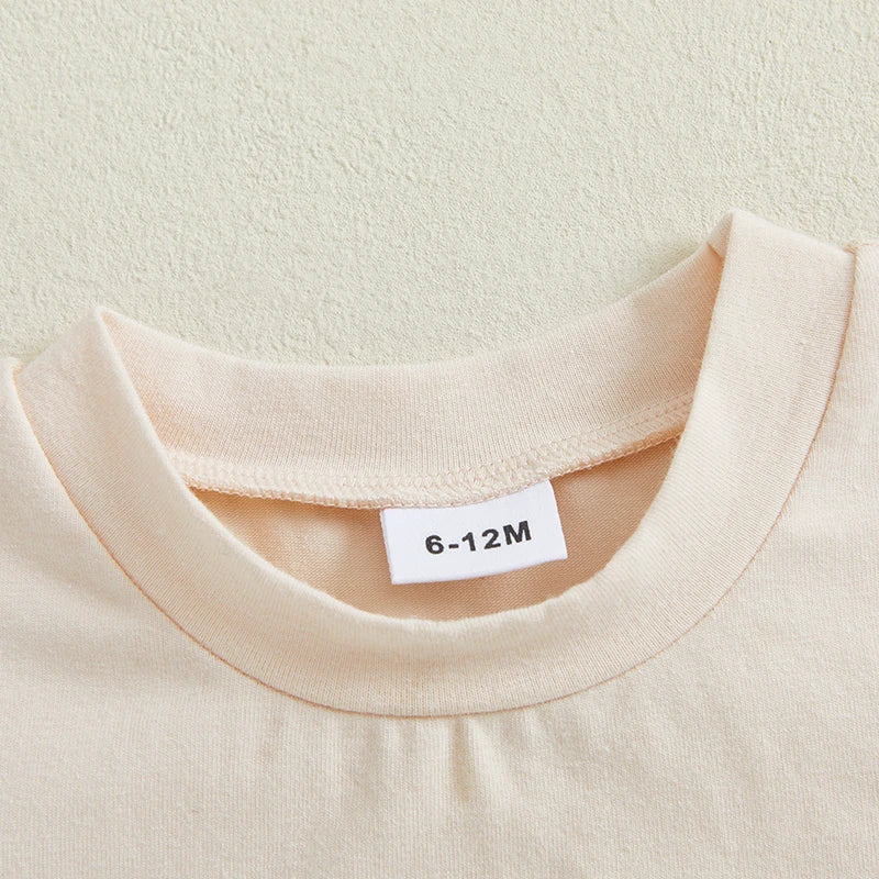 0-4Y Kids Girls Clothes Set Short Sleeve Crew Neck Letters Boots Print T-shirt with Shorts